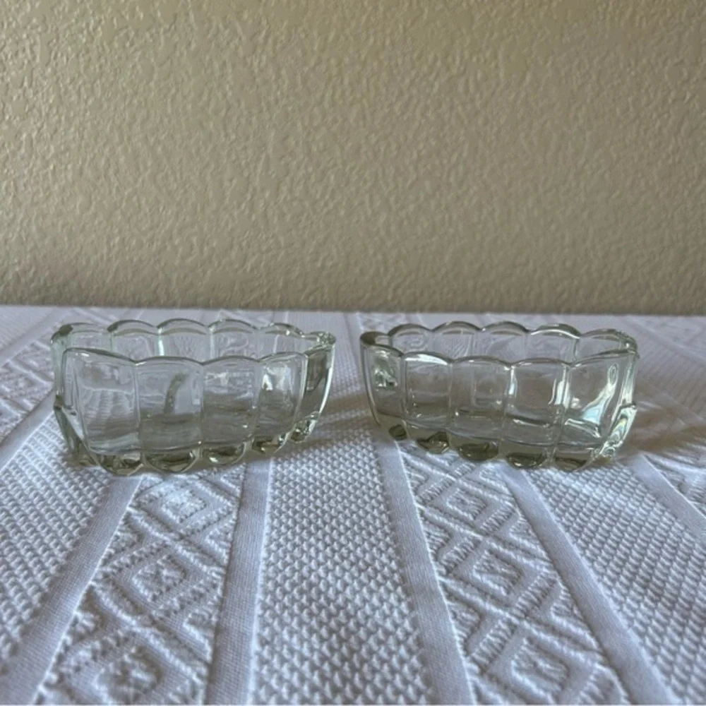 Vintage Set of 2 Crystal‎ Spoon Rest Holder Caddy 3X5